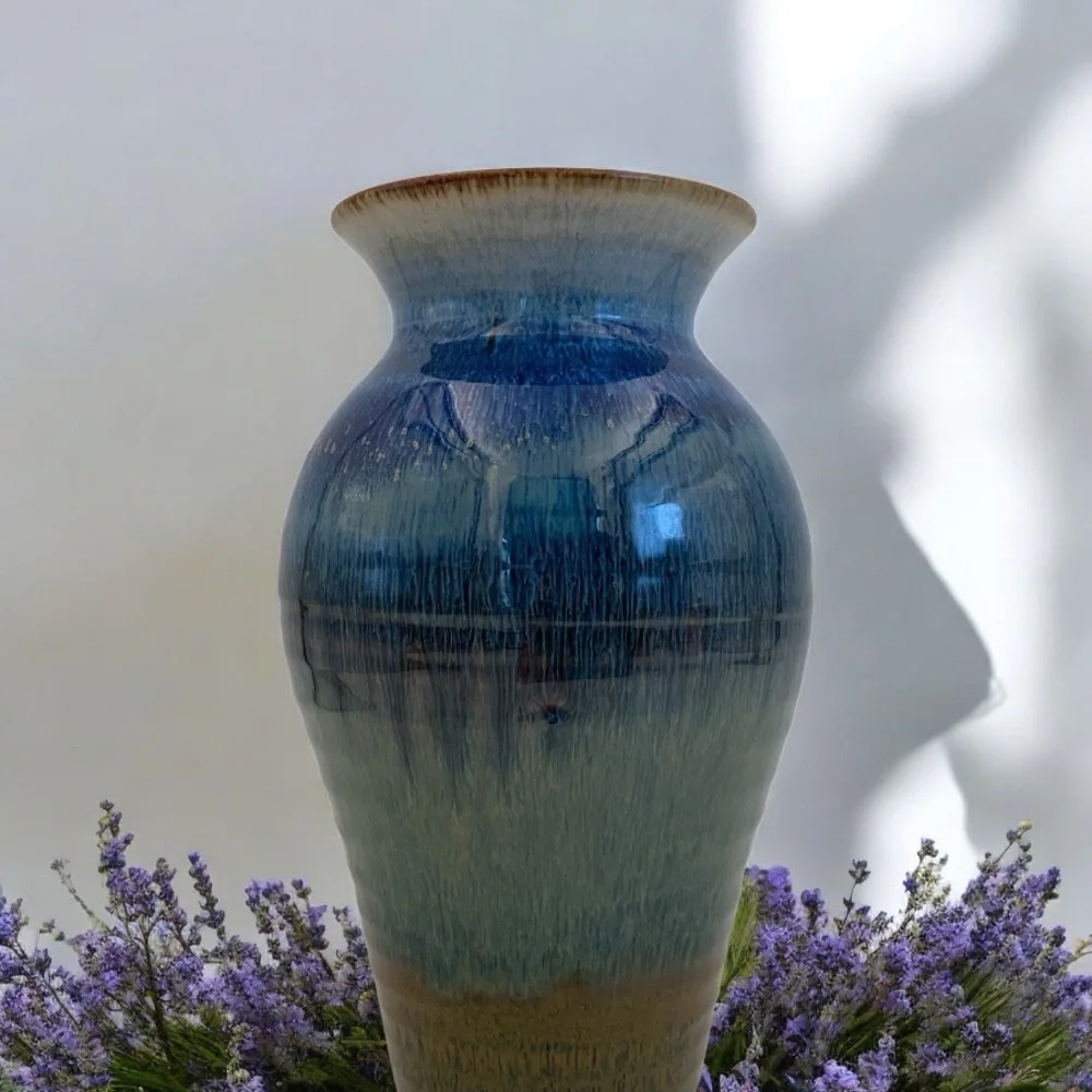 Vintage Large Blanket Creek Art Pottery Vase, Hand Thrown, Drip Glaze, Signed - Picture 6 of 8